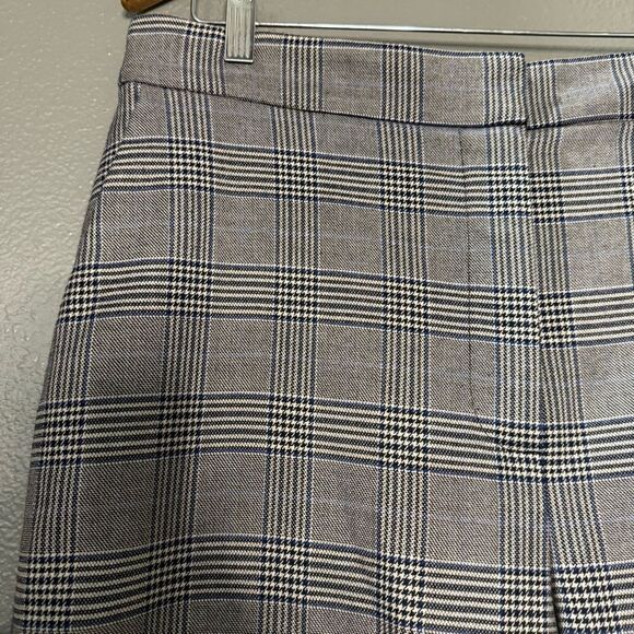 Halogen Plaid Wide Leg Work Pants Elastic Waist Black Grey Blue - Picture 3 of 10